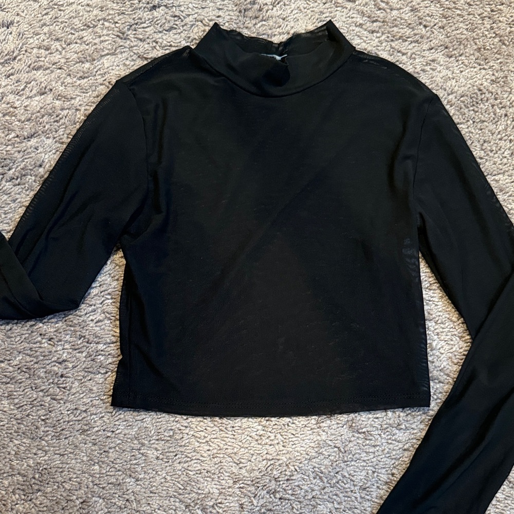 Fashion Nova Black Long Sleeve mesh